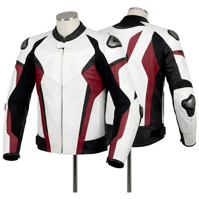 Crafted leather designer racing biker motorcycle jacket - Thumbnail 5