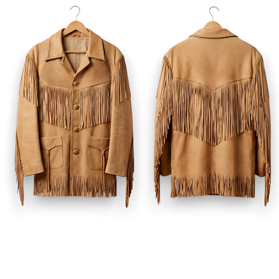 Crafted leather design tan suede leather fashion jacket motorcycle - Thumbnail 1