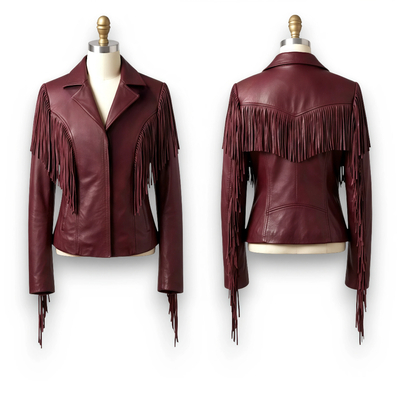 Crafted Leather Design Maroon Leather Fashion Jacket Motorcycle