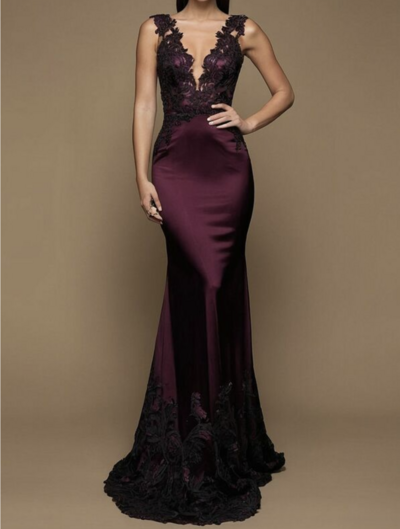 Elegant Wine Red Burgundy Mermaid Lace Mother Of The Bride/ Groom Dresses Formal Evening Dress,1161