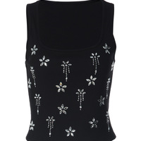 Fitted cropped top with a U-neck knit vest - Thumbnail 2