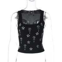Fitted cropped top with a U-neck knit vest - Thumbnail 4
