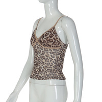 Stylish and sexy V-neck backless leopard print camisole - Thumbnail 1