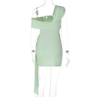 Off-shoulder ruched high-waisted dress with ribbons - Thumbnail 4