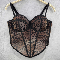 Leopard print top with patchwork fishbone lace mesh - Thumbnail 2