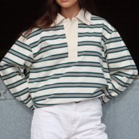 Stripe Botton up Polo Shirt - Thumbnail 3