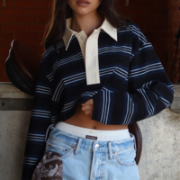 Stripe Botton up Polo Shirt - Thumbnail 7