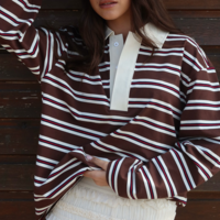 Stripe Botton up Polo Shirt - Thumbnail 6