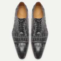 Men's business leather shoes hand-rubbed and embossed cowhide shoes - Thumbnail 1