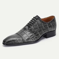 Men's business leather shoes hand-rubbed and embossed cowhide shoes - Thumbnail 3
