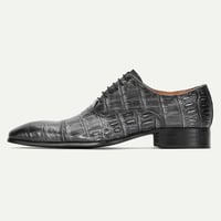 Men's business leather shoes hand-rubbed and embossed cowhide shoes - Thumbnail 2