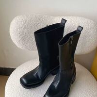 Women's retro knight boots side zipper - Thumbnail 5