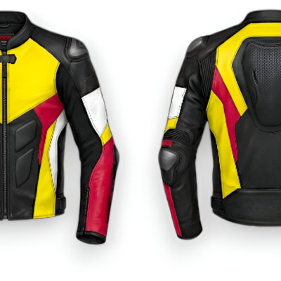 Crafted leather design racing multi color leather biker motorcycle jacket