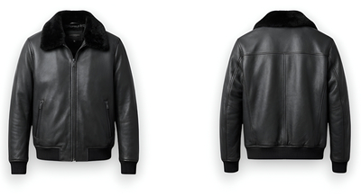 Crafted Leather Design Black Leather Bomber Jacket Motorcycle