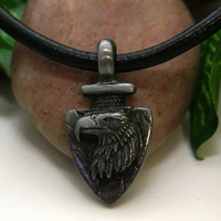 Eagle Spirit Necklace – Black Leather Cord with Antique Pewter Eagle Head Pendant - Thumbnail 1
