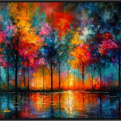 Dreamscape grove - colorful trees at dusk