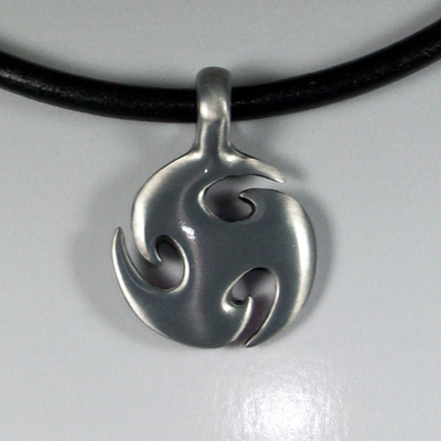 Triskele necklace – black leather cord with antique pewter celtic spiral pendant