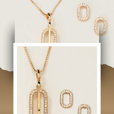 Sleek links necklace & earring set - final sale - Thumbnail 1