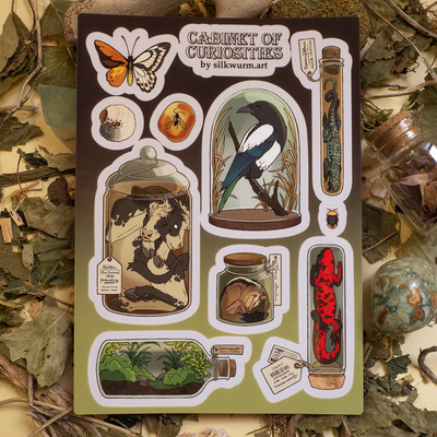Cabinet of curiosities transparent sticker sheet 
