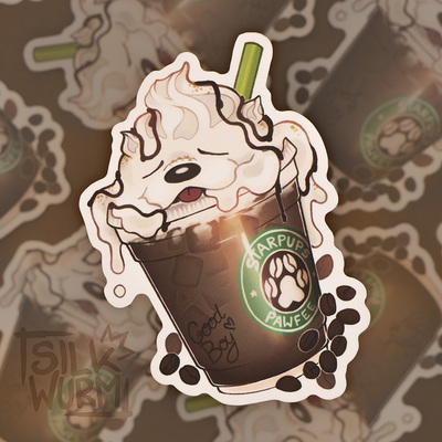 Coffee Pup Sticker