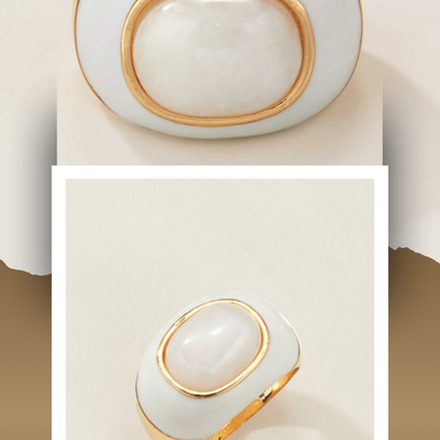 White quartz enamel ring - final sale - Thumbnail 1
