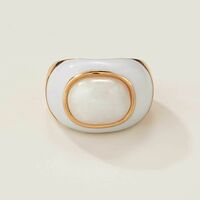 White Quartz Enamel Ring - FINAL SALE - Thumbnail 1