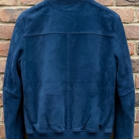 Crafted Leather Design Blue Suede Leather Fashion Jacket Motorcycle - Thumbnail 1