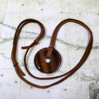 Adjustable Red Tiger Eye Leather Necklace – Handmade Gemstone Jewelry - Thumbnail 1