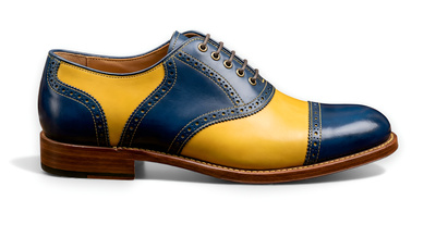 Crafted Leather Mens Blue Leather Oxford Style Lace up Saddle Golf Shoes