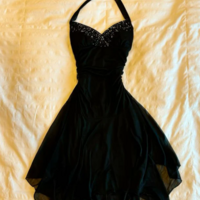 Vintage Halter Black Short Chiffon Homecoming Dresses - Thumbnail 1