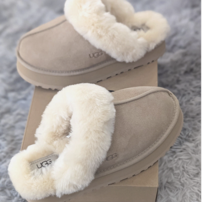 Fur slides sheepskin suede  mules - sand
