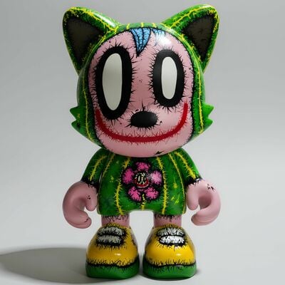 Custom arttoy by celipe perroloco "cactus smile"  (custom uber janky superplastic)  - Thumbnail 3