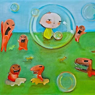 Painting by delchicca "in my bubble"