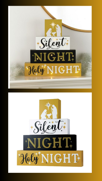 Wooden Silent Night Light Up Sign - FINAL SALE