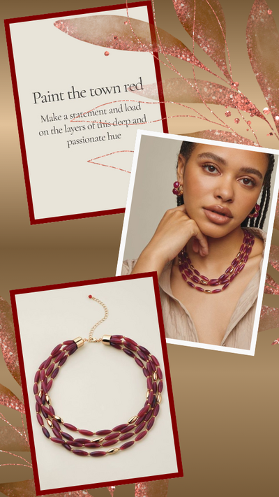 Crimson Aurora Multi-Row Beaded Necklace - FINAL SALE