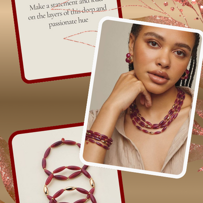 Crimson aurora multi-row beaded bracelet set - final sale - Thumbnail 1
