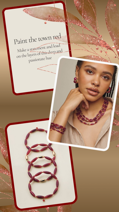 Crimson Aurora Multi-Row Beaded Bracelet Set - FINAL SALE