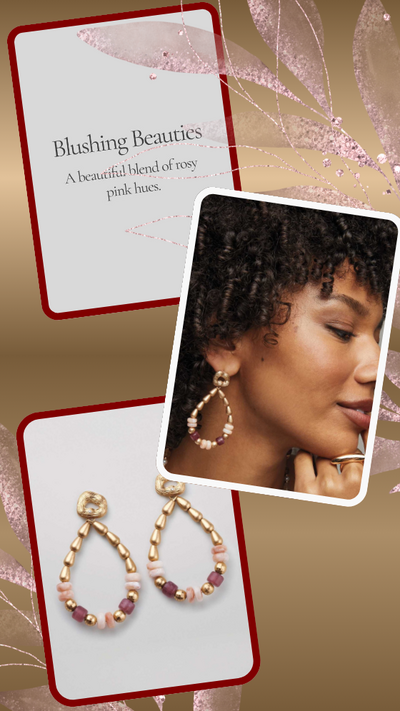 Natural Blush Beaded Teardrop Hoops - FINAL SALE