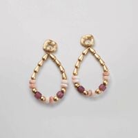Natural Blush Beaded Teardrop Hoops - FINAL SALE - Thumbnail 1