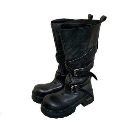Women's knight boots with a 6cm height increase motorcycle boots