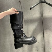 Women's knight boots with a 6cm height increase motorcycle boots - Thumbnail 2