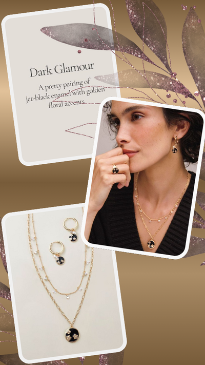 Noir Bloom Necklace & Earring Set