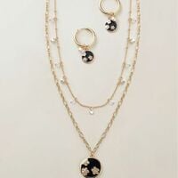 Noir Bloom Necklace & Earring Set - Thumbnail 1