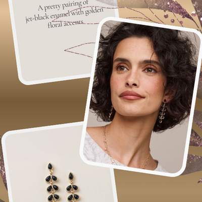 Noir bloom drop earrings - Thumbnail 4