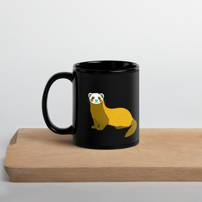 Adorable Ferret Mug  Funny Animal Lover Gift, Black Ceramic Drinkware