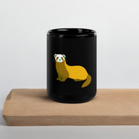 Adorable Ferret Mug  Funny Animal Lover Gift, Black Ceramic Drinkware - Thumbnail 2