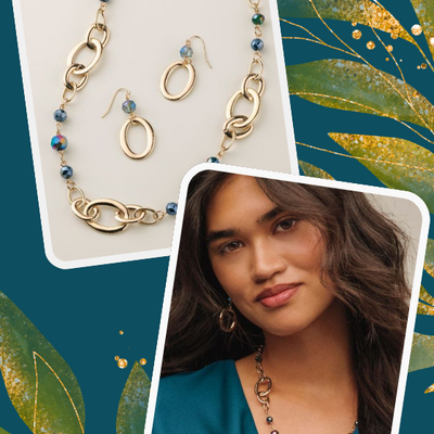 Aurora chain link necklace and earring set