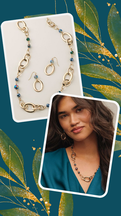 Aurora Chain Link Necklace and Earring Set