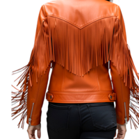 Crafted Leather Classic Designer Women Orange Leather Fashion Jacket Motorcycle - Thumbnail 1