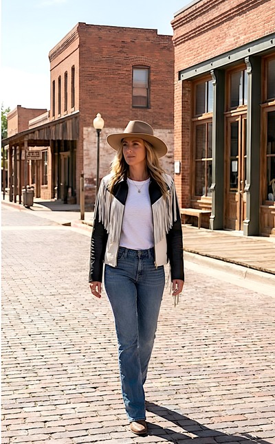 Crafted Leather Classic Designer Women Black White Leather Fashion Jacket Motorcycle